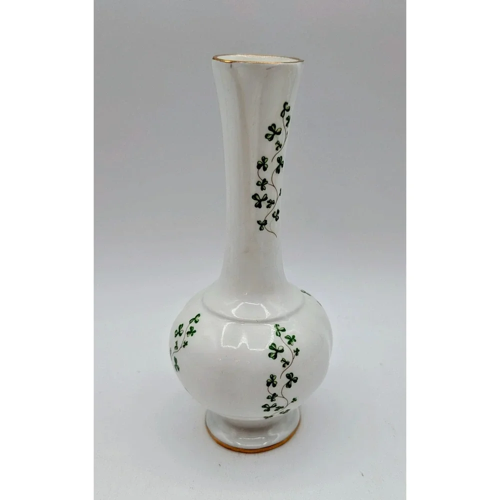 Royal Tara Irish Fine Bone China Bud Vase Shamrock Tara Hall Galway Ireland Gold